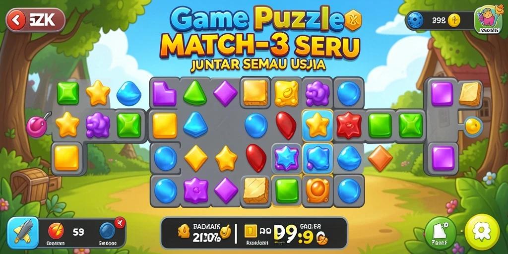 Screenshot gameplay 5ZK menunjukkan momen seru mencocokkan objek.