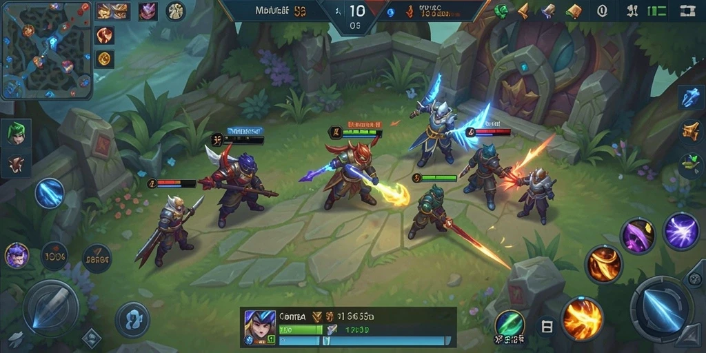 Screenshot gameplay intens dalam pertarungan MOBA BARU01.