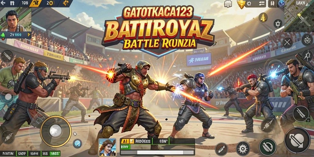 Tampilan seru gameplay GATOTKACA123 dalam aksi Battle Royale.