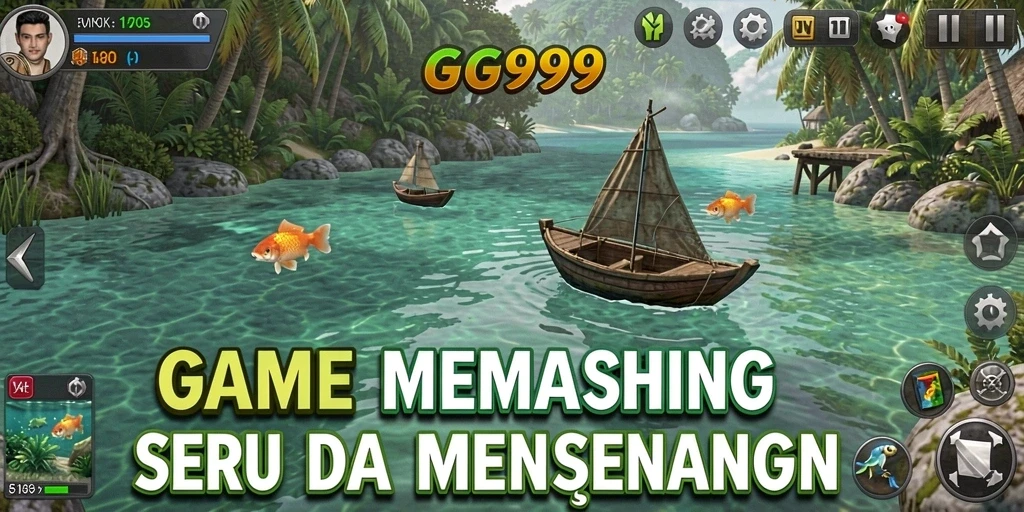 Screenshot gameplay GG999 menampilkan aksi memancing yang mendebarkan.