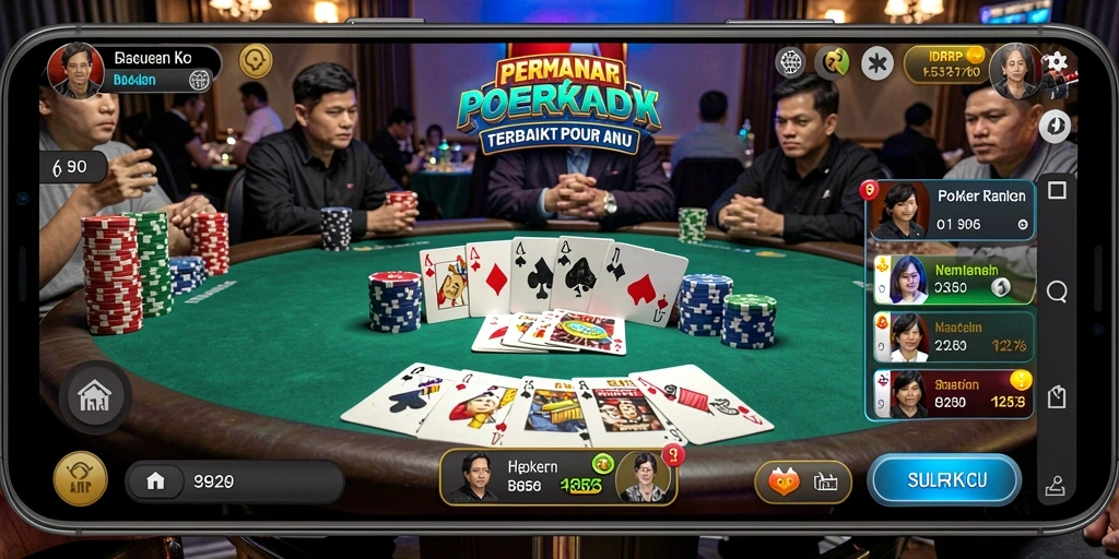 Tampilan gameplay IDRRP yang seru dan interaktif saat bermain Poker.