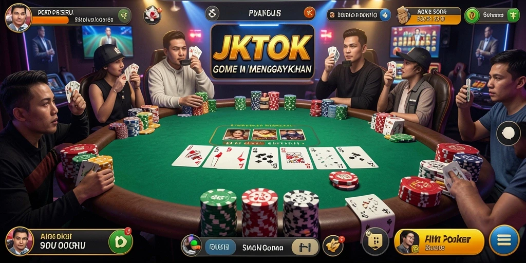 Tampilan gameplay Poker yang mendebarkan dan interaktif.