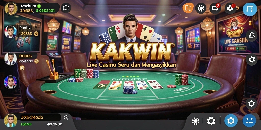 Screenshot gameplay KAKWIN dengan dealer Live Casino yang profesional.