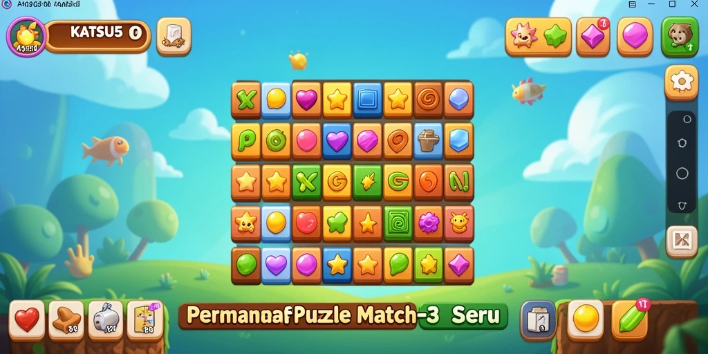 Screenshot gameplay KATSU5 menampilkan aksi mencocokkan elemen.