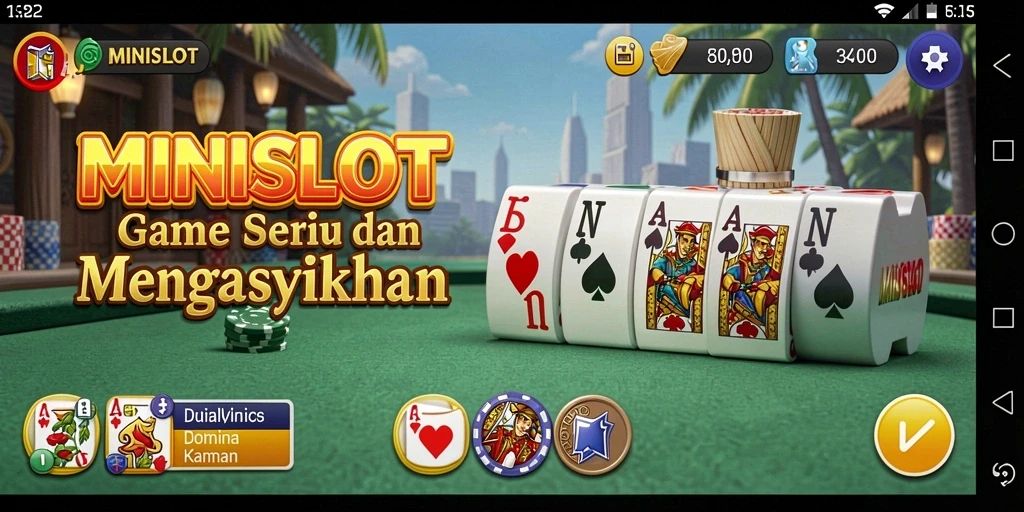 Screenshot gameplay seru dari MINISLOT dengan tampilan Domino.