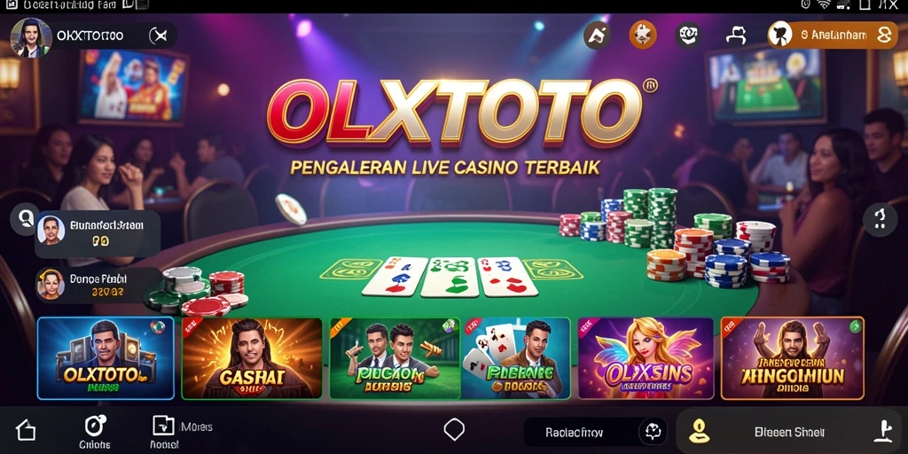 Screenshot OLXTOTO menampilkan dealer profesional dan permainan Live Casino yang mendebarkan.