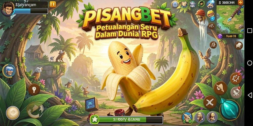Tampilan gameplay RPG di PISANGBET dengan karakter dan monster beragam.