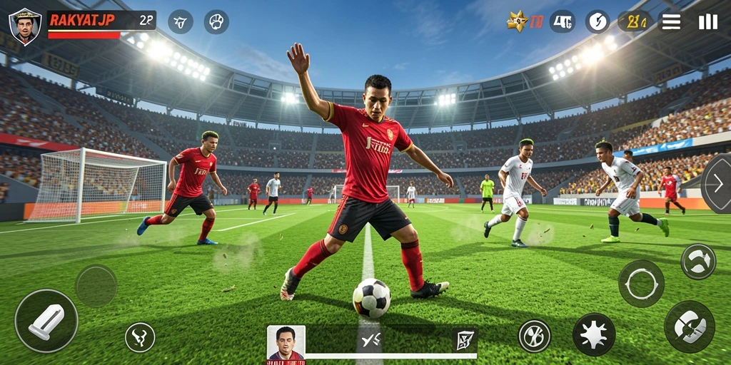 Screenshot RAKYATJP menunjukkan pengalaman gameplay olahraga yang seru.