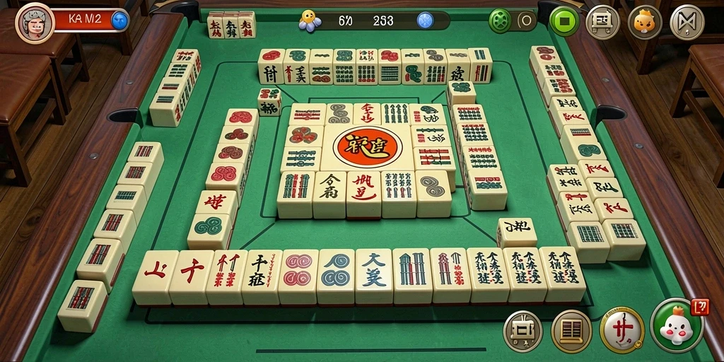 Screenshot RK55 menampilkan gameplay Mahjong yang seru dan menantang.