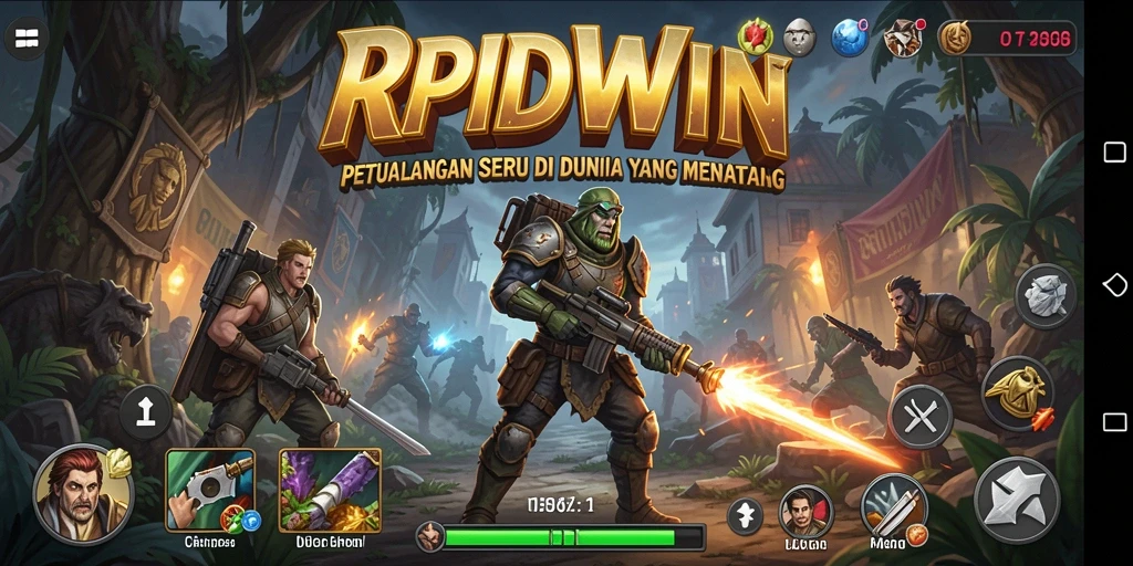 Screenshot utama RPIDWIN menampilkan aksi petualangan yang mendebarkan