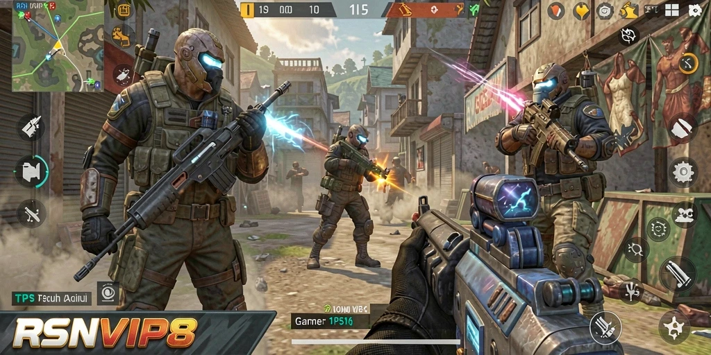 Screenshot RSNVIP8 menampilkan intensitas pertempuran dalam mode TPS.