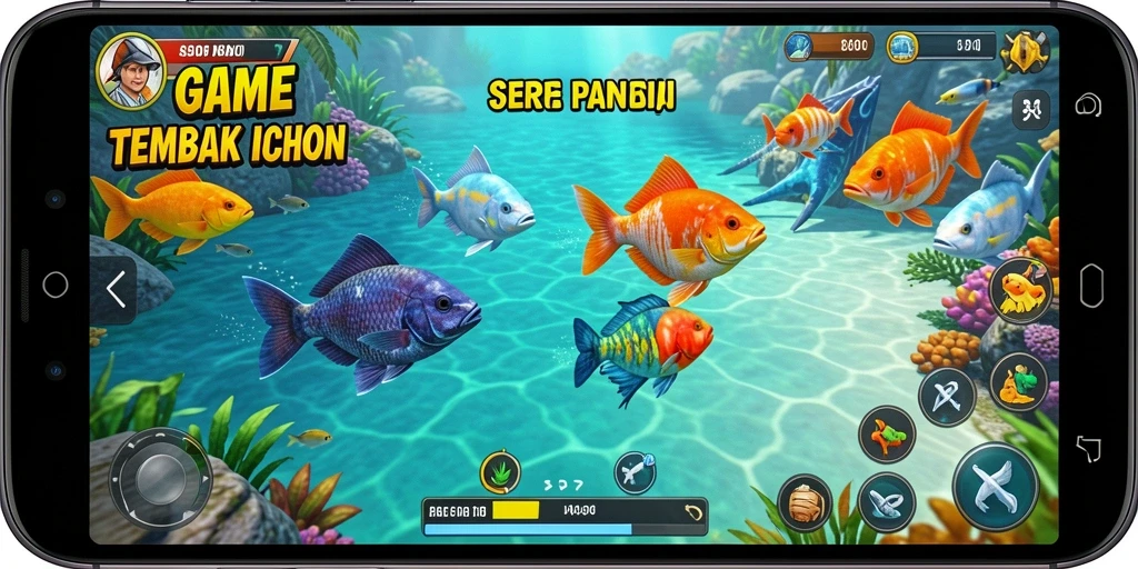 Screenshot S80 menampilkan aksi menangkap ikan yang seru.