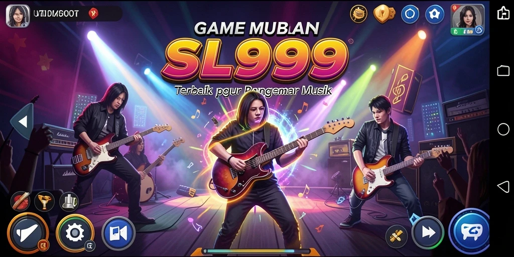 Tangkapan layar utama SL999 menampilkan gameplay musik yang seru.