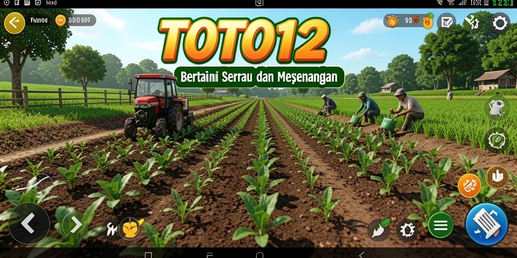 Screenshot TOTO12 menampilkan aksi seru di ladang.