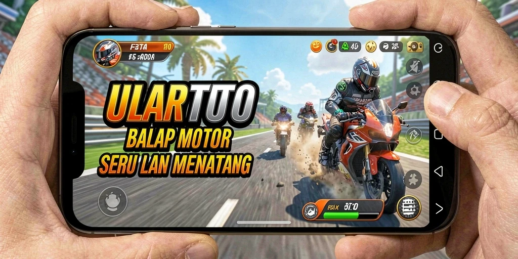 Tampilan gameplay ULARTOTO dengan balapan motor yang mendebarkan.