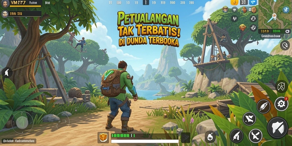Screenshot menampilkan gameplay mendebarkan dalam dunia terbuka VM777.
